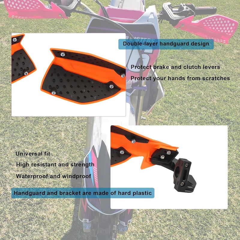HAONEL Universal Dirt Bike Handguards 7/8" 22mm Plastic Motorcycle Handlebar Lever Hand Protector Accessories for Off-Road Motocross Enduro ATV Pit Bike(Orange and Black) - Image 2